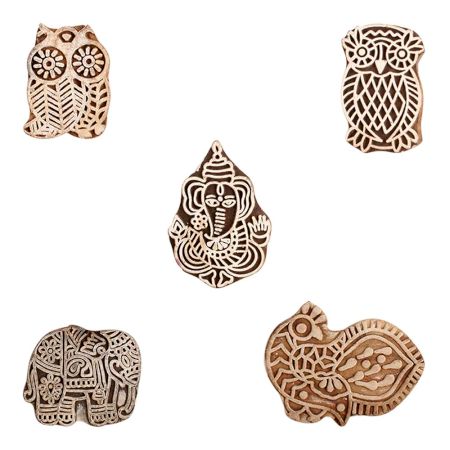 Set of 5 Piece New Mix Wooden Printing Block